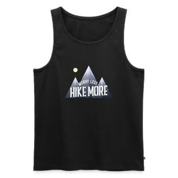 "Sorge weniger Wandern mehr" Wanderer T-Shirt - Männer Premium Bio Tank Top - Schwarz - Vorne - AI Model Male 178 light (178cm)