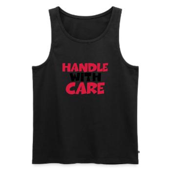 Handle with care - Men's Premium Organic Tank Top - black - Front - AI Model Male 178 light (178cm)