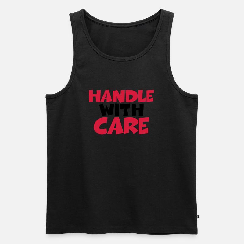 Handle with care - Männer Premium Bio Tank Top - Schwarz