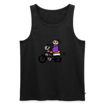 Motorcyclist woman 80 he - Men's Premium Organic Tank Top - black - Front - Michal (187cm)