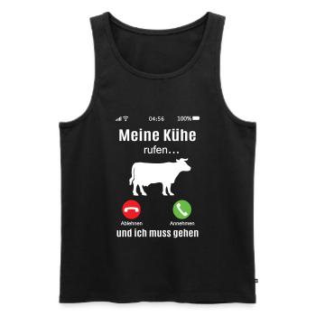 Kühe rufen Landwirt Bauer Geschenkidee Kuh lustig - Männer Premium Bio Tank Top - Schwarz - Vorne - AI Model Male 178 light (178cm)