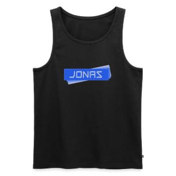 Name tag JONAS Jonas - Men's Premium Organic Tank Top - black - Front - AI Model Male 178 light (178cm)