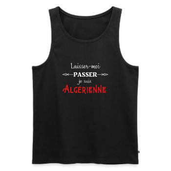 laisser moi passer je suis algérienne humour - Débardeur bio Premium Homme - noir - Devant - AI Model Male 178 light (178cm)
