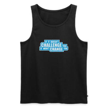 Séance d’entraînement Fitness Motivation Citation - Débardeur bio Premium Homme - noir - Devant - Michal (187cm)