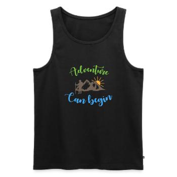 adventure can begin - camping life - Débardeur bio Premium Homme - noir - Devant - Michal (187cm)