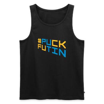 Conception du logo Puck Futin - Débardeur bio Premium Homme - noir - Devant - AI Model Male 178 light (178cm)