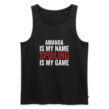 Amanda ist mein Name Verderben ist mein Spiel - Männer Premium Bio Tank Top - Schwarz - Vorne - AI Model Male 178 light (178cm)