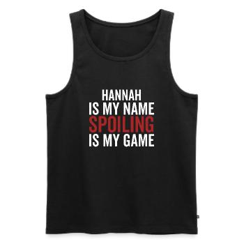 Hannah est mon nom Spoiling est mon jeu - Débardeur bio Premium Homme - noir - Devant - AI Model Male 178 light (178cm)
