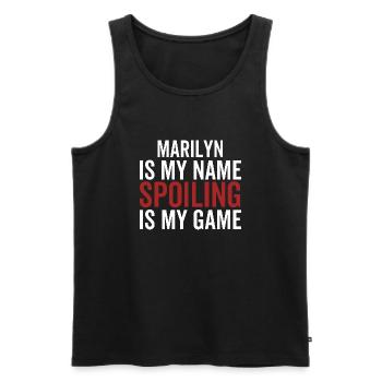 Marilyn est mon nom Spoiling est mon jeu - Débardeur bio Premium Homme - noir - Devant - Michal (187cm)