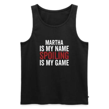 Martha ist mein Name Verderben ist mein Spiel - Männer Premium Bio Tank Top - Schwarz - Vorne - AI Model Male 178 light (178cm)