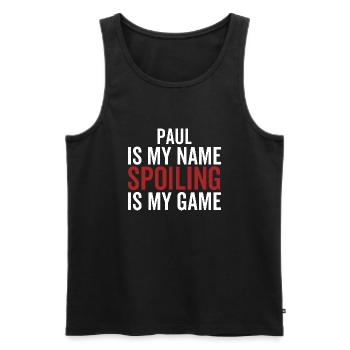 Paul ist mein Name Verderben ist mein Spiel - Männer Premium Bio Tank Top - Schwarz - Vorne - AI Model Male 178 light (178cm)