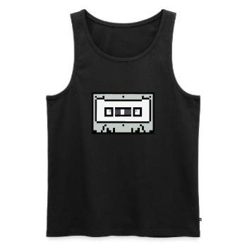 Cassette Idée cadeau rétro pixélisée - Débardeur bio Premium Homme - noir - Devant - AI Model Male 178 light (178cm)