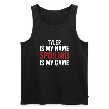 Tyler est mon nom Spoiling est mon jeu - Débardeur bio Premium Homme - noir - Devant - AI Model Male 178 light (178cm)