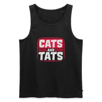 Citation de chats et de tats - Débardeur bio Premium Homme - noir - Devant - Michal (187cm)