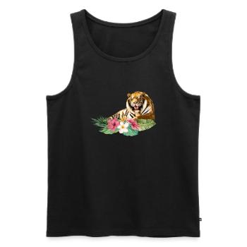 Tiger, Tropical Animal, Big Cat - Men's Premium Organic Tank Top - black - Front - Michal (187cm)