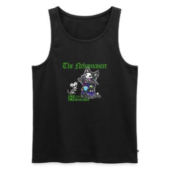 chat mignon, nécromancien, magie noire et squelette - Débardeur bio Premium Homme - noir - Devant - AI Model Male 178 light (178cm)