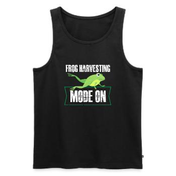 frog harvesting mode on Design for a frog jokes - Men's Premium Organic Tank Top - black - Front - AI Model Male 178 light (178cm)