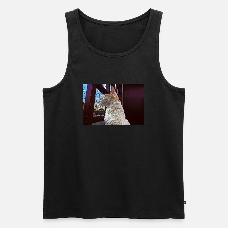 Die Katze - Männer Premium Bio Tank Top - Schwarz