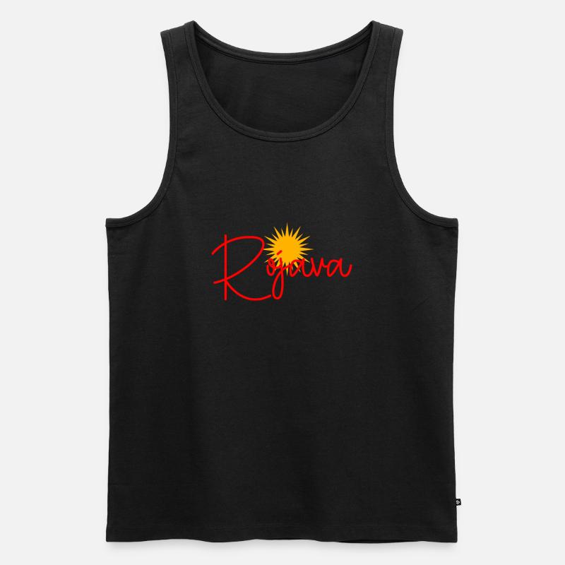 Rojava Soleil Biji Kurdistan - Débardeur bio Premium Homme - noir