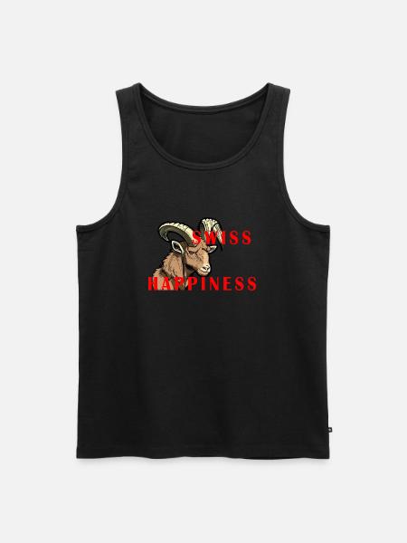 Steinbock Swiss Happiness - Männer Premium Bio Tank Top - Schwarz