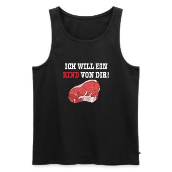 ICH WILL EIN RIND VON DIR Steak Fleisch BBQGrill - Männer Premium Bio Tank Top - Schwarz - Vorne - AI Model Male 178 light (178cm)