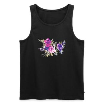 Flower Blume Pflanze - Männer Premium Bio Tank Top - Schwarz - Vorne - Michal (187cm)