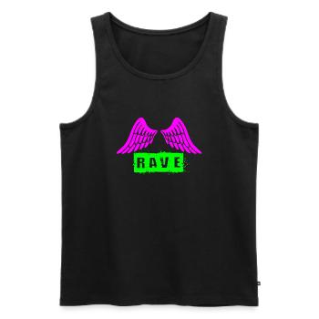 Rave - Men's Premium Organic Tank Top - black - Front - AI Model Male 178 light (178cm)
