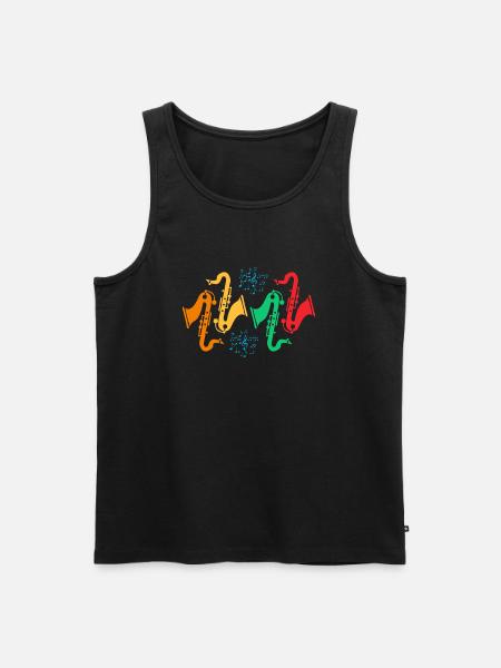 Bunte Saxophon-Kollektion - Männer Premium Bio Tank Top - Schwarz