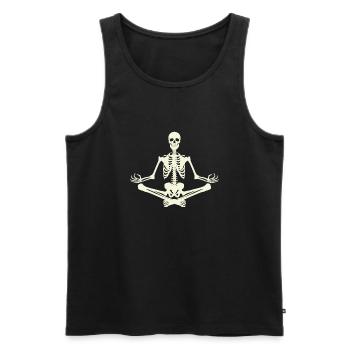 7 Sukhasana ou Agréable | Squelette de couleur osseuse - Débardeur bio Premium Homme - noir - Devant - AI Model Male 178 light (178cm)