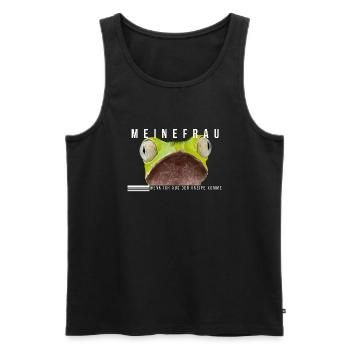 Meine Frau wenn ich aus der Kneipe komme - Männer Premium Bio Tank Top - Schwarz - Vorne - Michal (187cm)