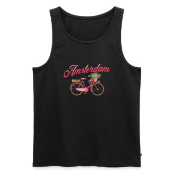 Amsterdam Fleur Vélo Souvenir Hollandais - Débardeur bio Premium Homme - noir - Devant - Michal (187cm)