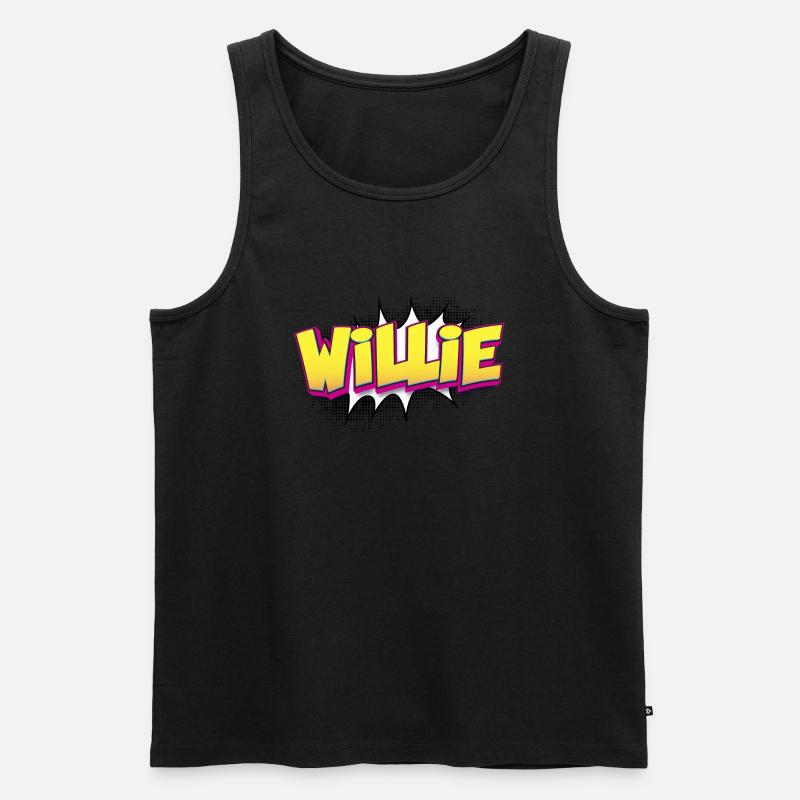 Willie Benutzerdefinierter Name Comic-Stil Pop-Art, - Männer Premium Bio Tank Top - Schwarz