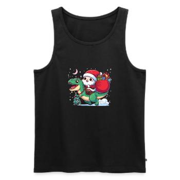 Père Noël et T rex - Débardeur bio Premium Homme - noir - Devant - Michal (187cm)