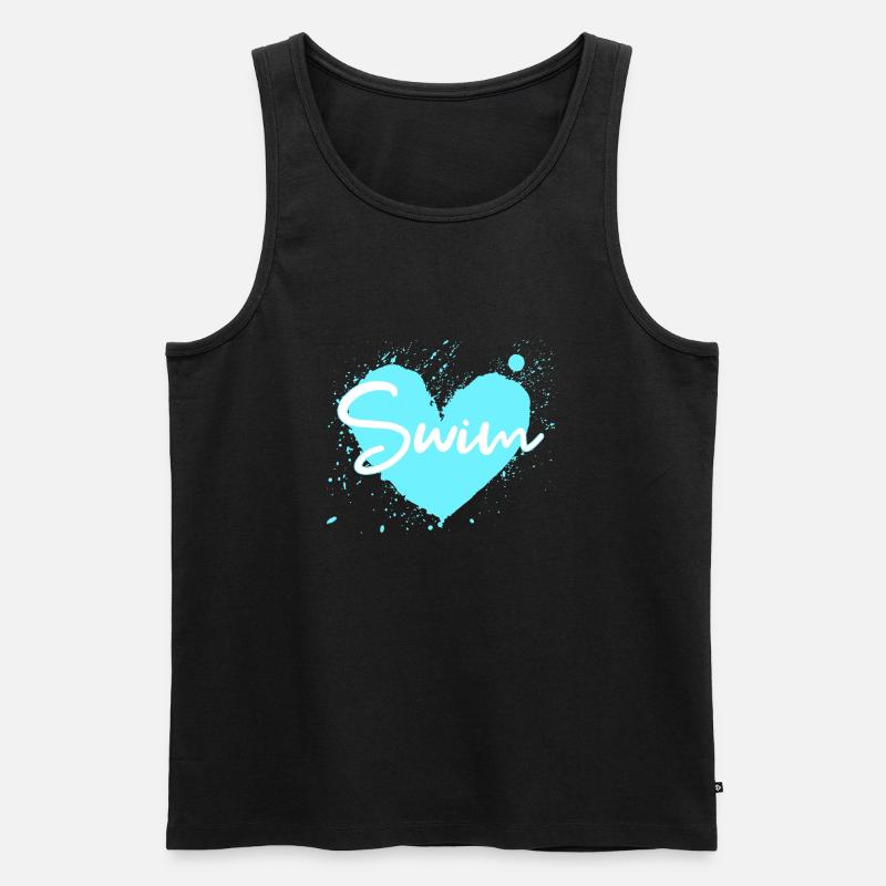 Ich liebe Schwimmen - Männer Premium Bio Tank Top - Schwarz