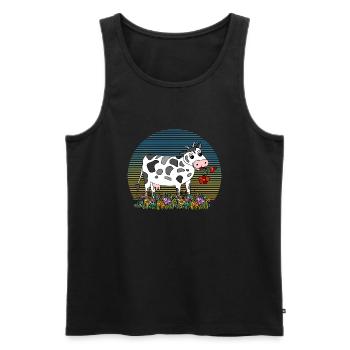 Kuh - Männer Premium Bio Tank Top - Schwarz - Vorne - Michal (187cm)