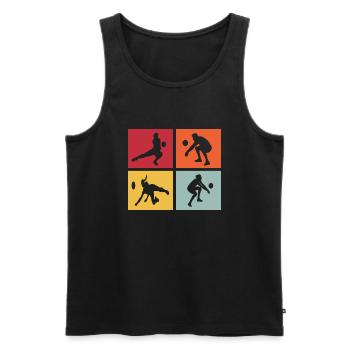 Volleyball Sport Volleyballer Vintage - Männer Premium Bio Tank Top - Schwarz - Vorne - Michal (187cm)