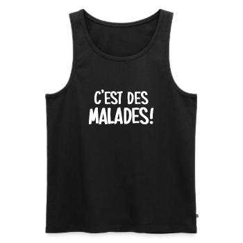 C'est des malades! - Débardeur bio Premium Homme - noir - Devant - Michal (187cm)