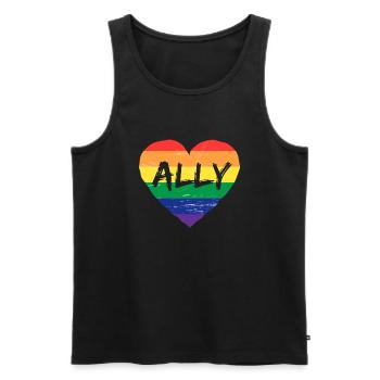 Verbündetes Regenbogenflaggenherz für LGBT-Schwule und Lesben - Männer Premium Bio Tank Top - Schwarz - Vorne - AI Model Male 178 light (178cm)