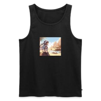 Manga Fille du désert - Débardeur bio Premium Homme - noir - Devant - AI Model Male 178 light (178cm)