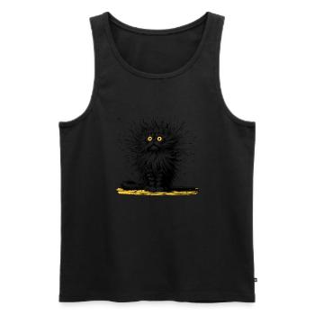 chat drôle, rire, rire - Débardeur bio Premium Homme - noir - Devant - AI Model Male 178 light (178cm)