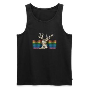 Hirsch - Männer Premium Bio Tank Top - Schwarz - Vorne - Michal (187cm)
