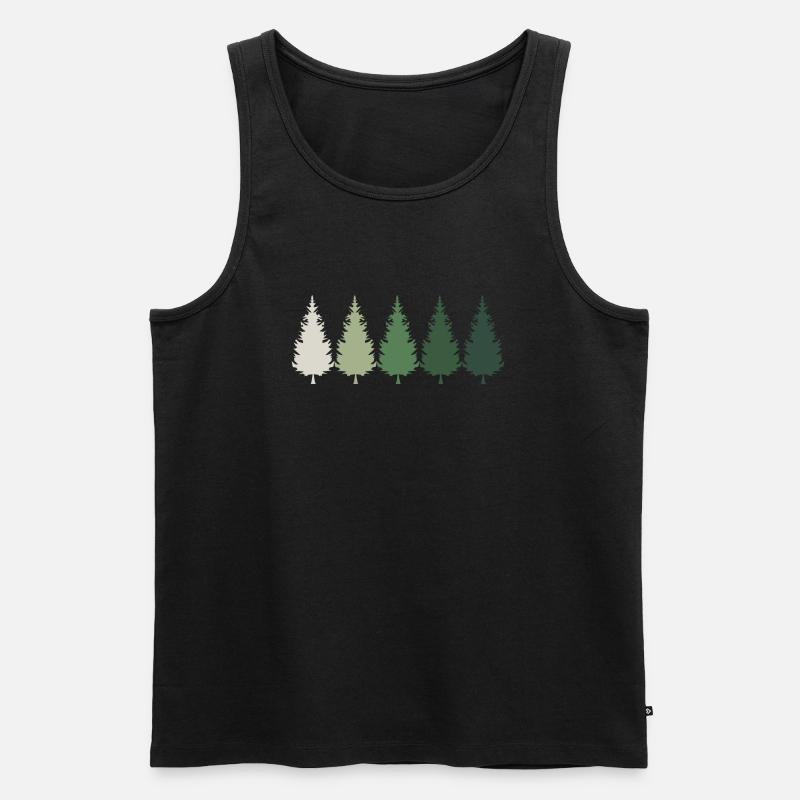 Wald Retro Baum Bäume - Männer Premium Bio Tank Top - Schwarz