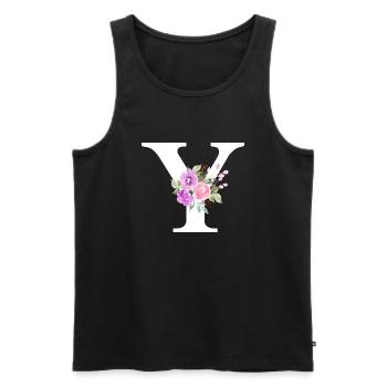 Lila Blumenbuchstabe y - Männer Premium Bio Tank Top - Schwarz - Vorne - AI Model Male 178 light (178cm)