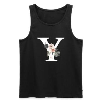 Tropical Floral Y Letter - Men's Premium Organic Tank Top - black - Front - AI Model Male 178 light (178cm)