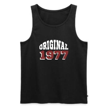 Original 1977 - Men's Premium Organic Tank Top - black - Front - AI Model Male 178 light (178cm)