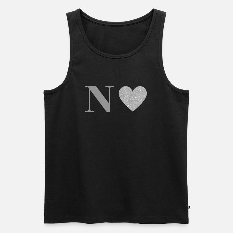 Silberner Buchstabe n Herz - Männer Premium Bio Tank Top - Schwarz