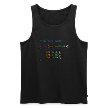 Live Cycle Code - Männer Premium Bio Tank Top - Schwarz - Vorne - AI Model Male 178 light (178cm)