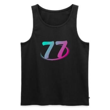 Number 77 multicolor - Men's Premium Organic Tank Top - black - Front - AI Model Male 178 light (178cm)