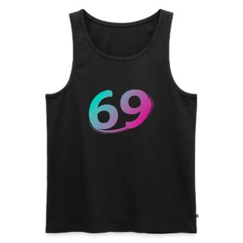 Numéro 69 multicolore - Débardeur bio Premium Homme - noir - Devant - AI Model Male 178 light (178cm)