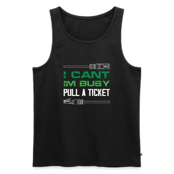 I cant Im busy pull a ticket Design for a network - Men's Premium Organic Tank Top - black - Front - Michal (187cm)